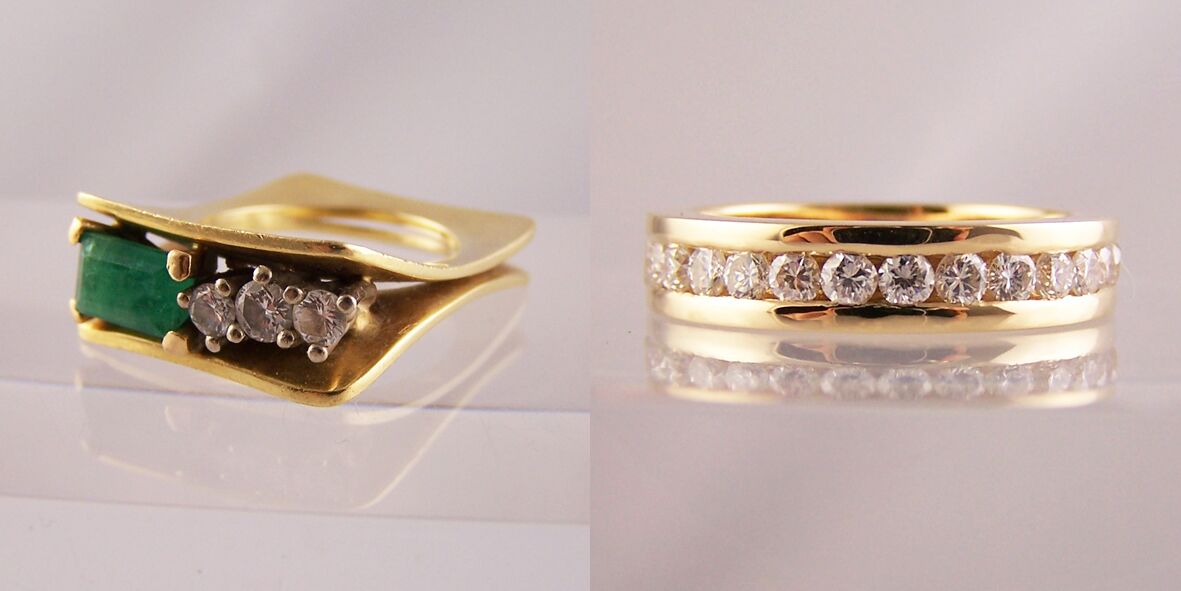 Emerald & Diamond Square Ring Remodelled Into Diamond Eternity Ring